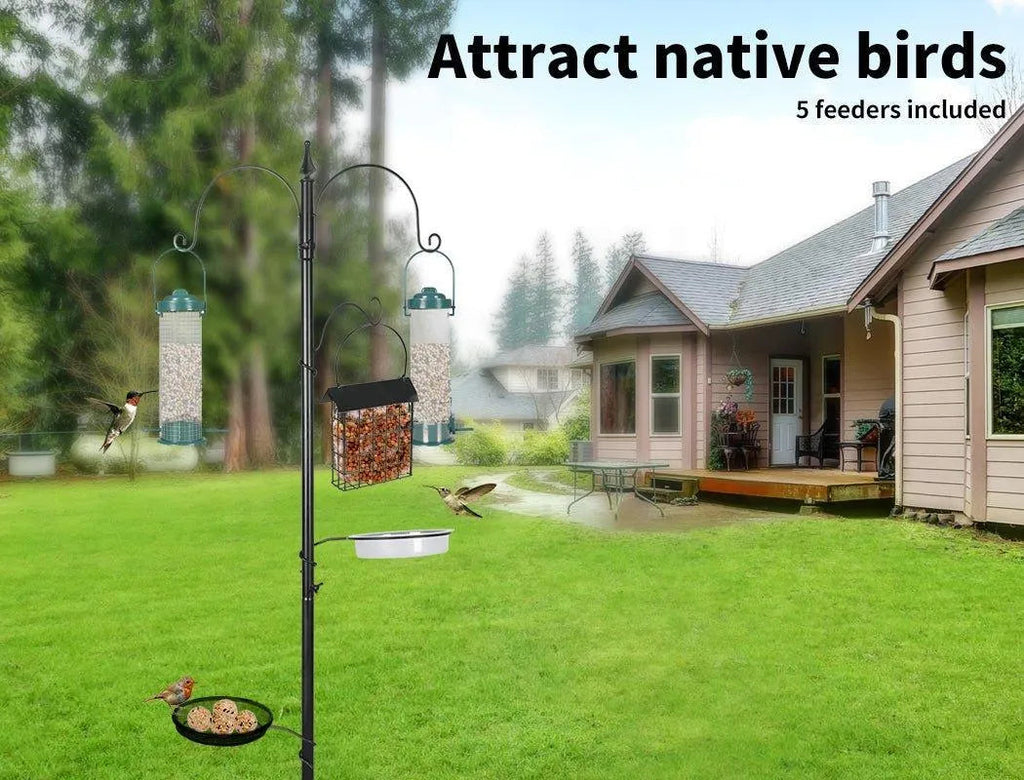 Metal Bird Feeder With Hanging Wild Seed Container