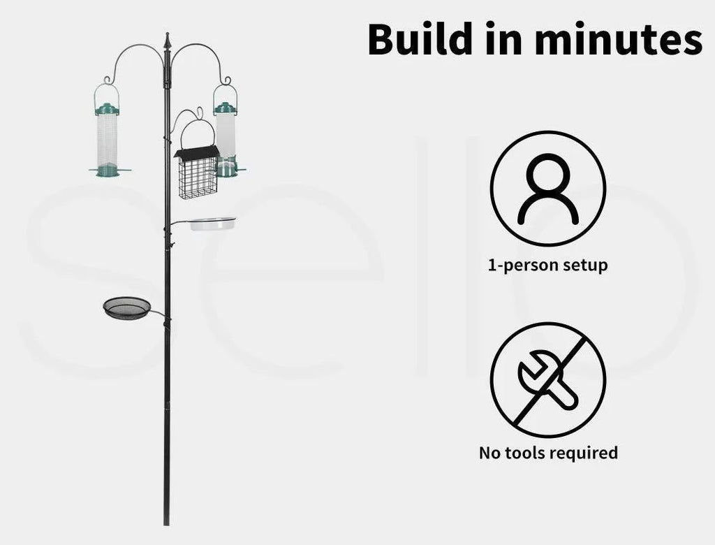 Metal Bird Feeder With Hanging Wild Seed Container
