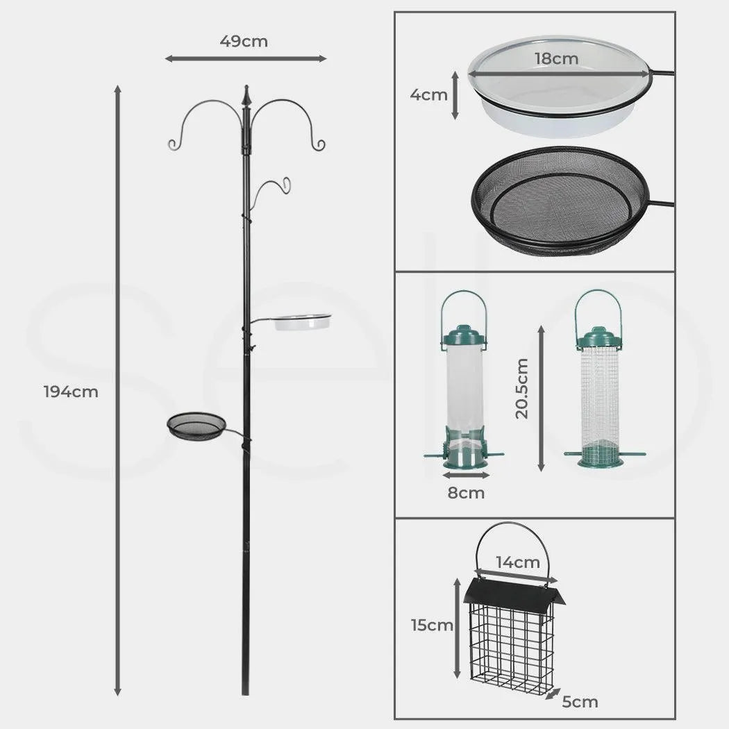 Metal Bird Feeder With Hanging Wild Seed Container