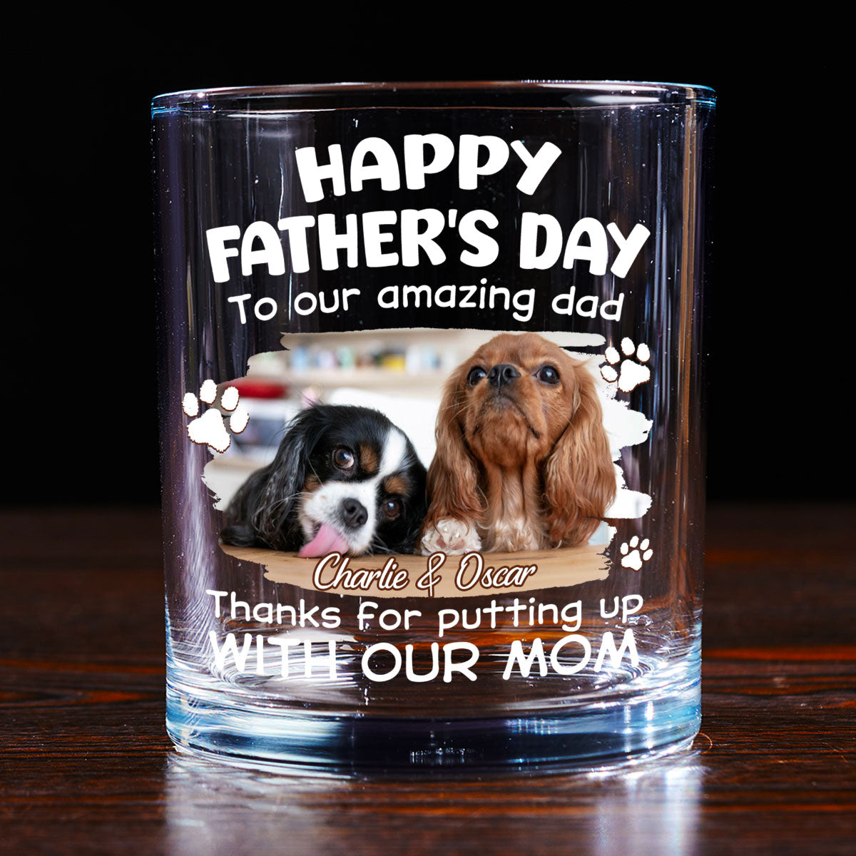 Putting Up With Funny Dad Photo - Personalized Whiskey Glass