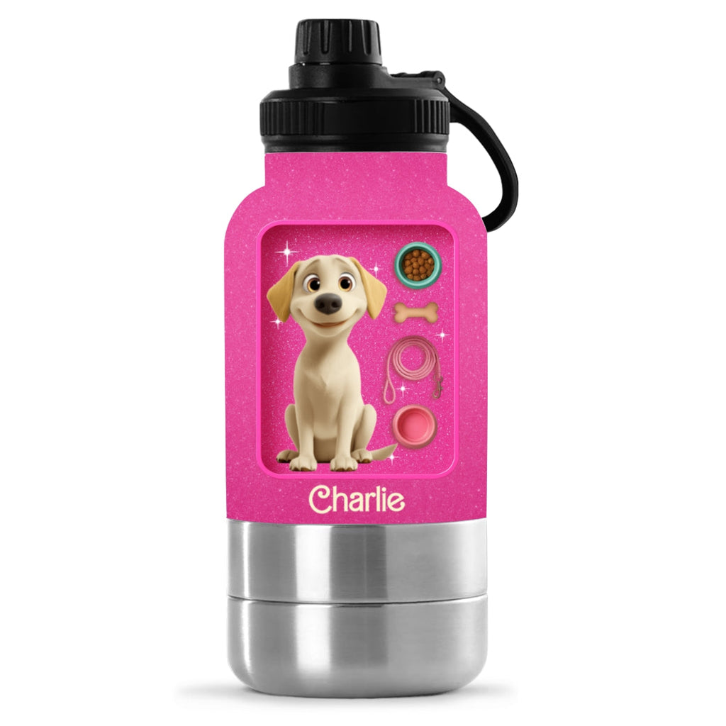Best Dog Mom - Personalized 30oz Water Bottle With Pet Bowl
