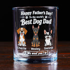 Stylized Cartoon Dog Woof Dad - Personalized Whiskey Glass