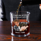 A Man And His Dog Christmas Photo - Personalized Whiskey Glass