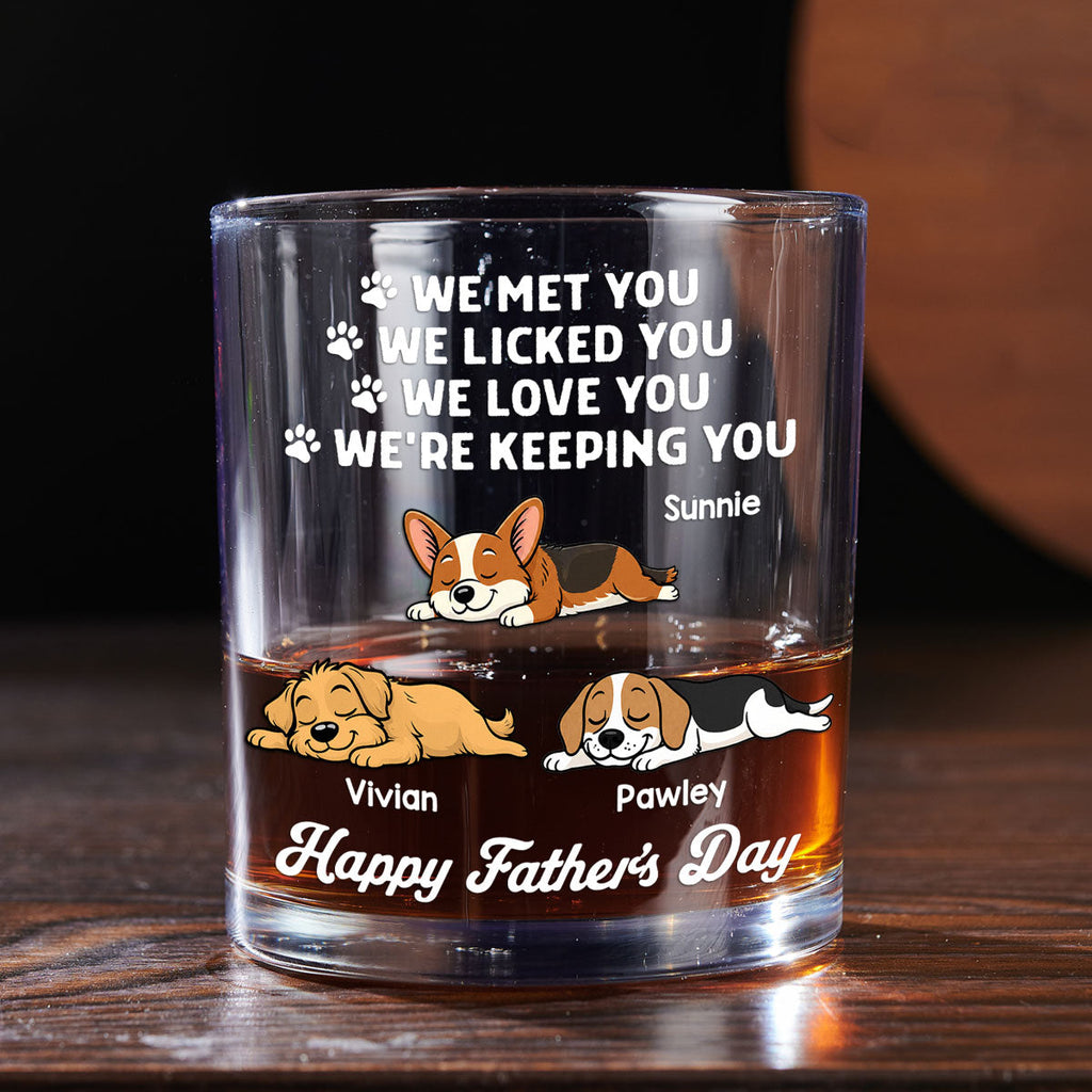 Retro Dog Sleeping Lick You - Personalized Whiskey Glass