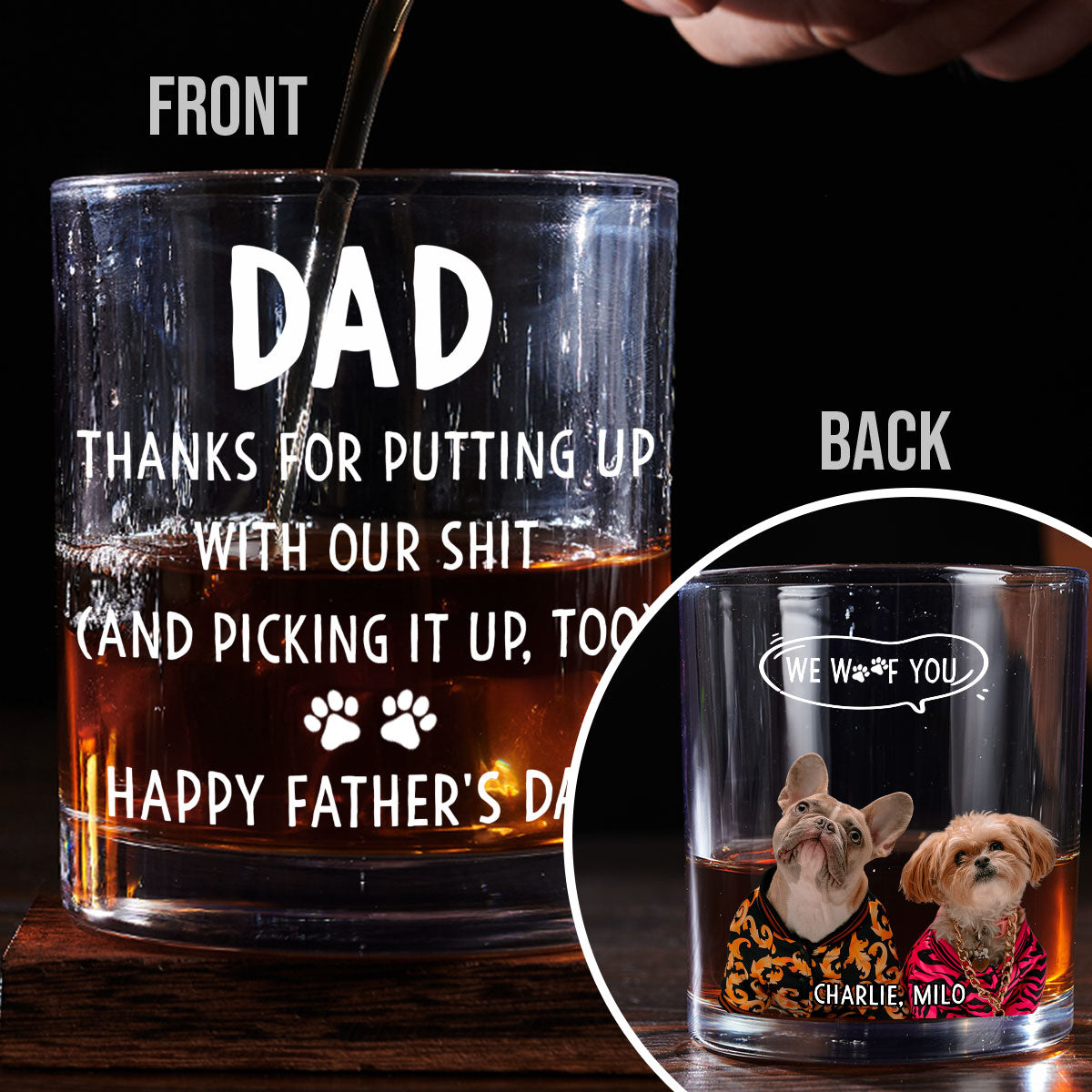 We Woof You With Love Upload Photo Version - Personalized Whiskey Glass