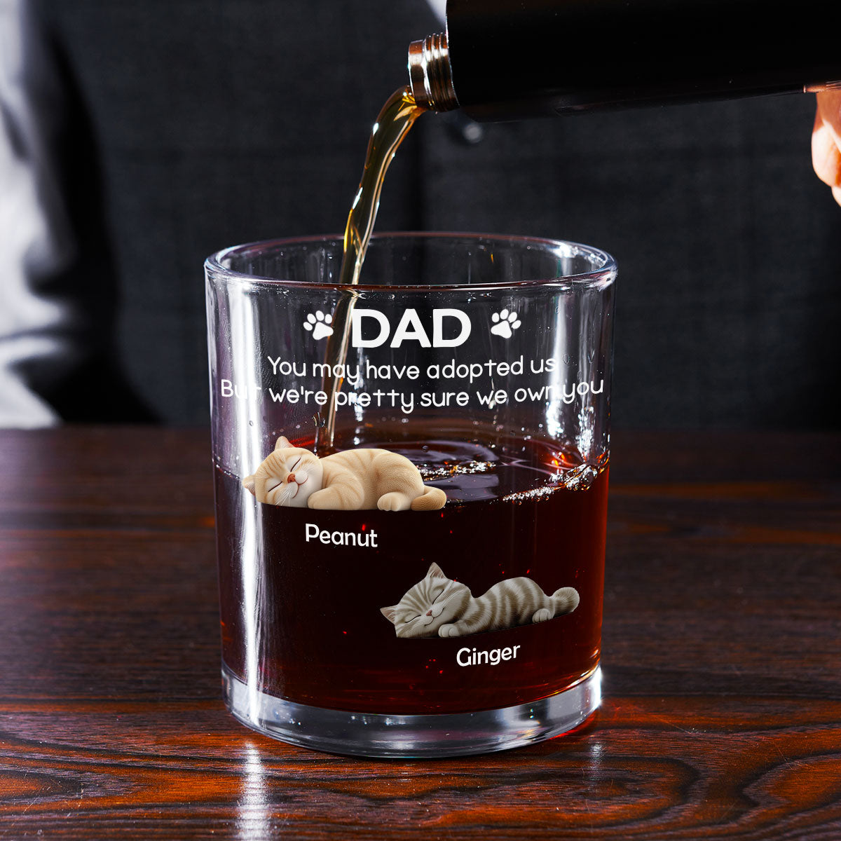 I Own You For Sure Cat Version 2 - Personalized Whiskey Glass
