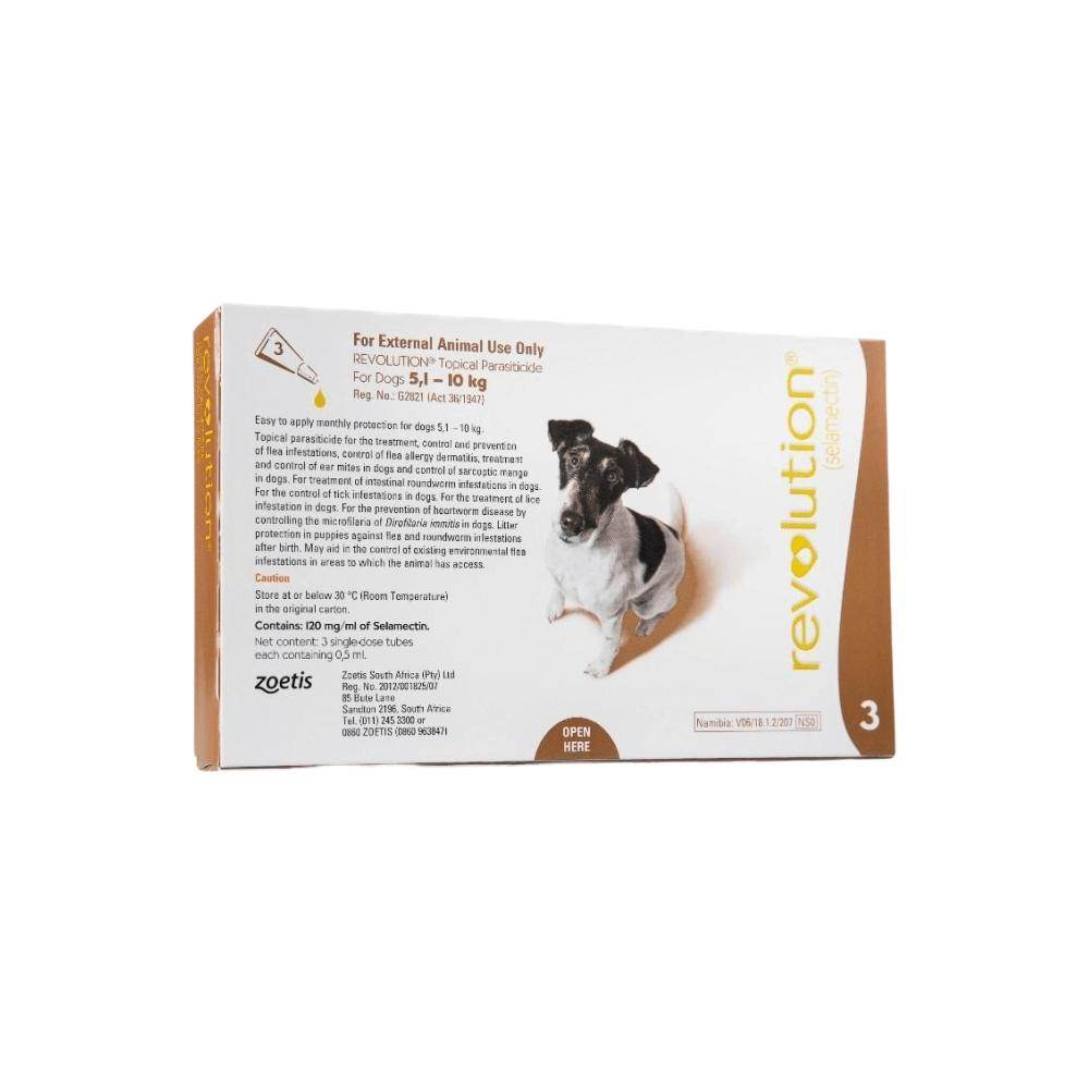 Revolution Brown  (5.1 to 10kg) Dogs Tick & Flea Treatment Pack of 3