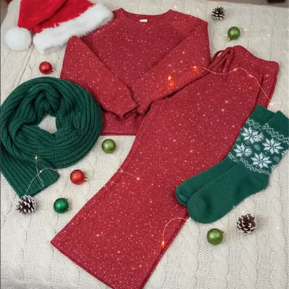 ✨🎅 Christmas Sale 50% OFF🎄⏰Women's Glitter Pullover Sweater & Pants 2-Piece Set