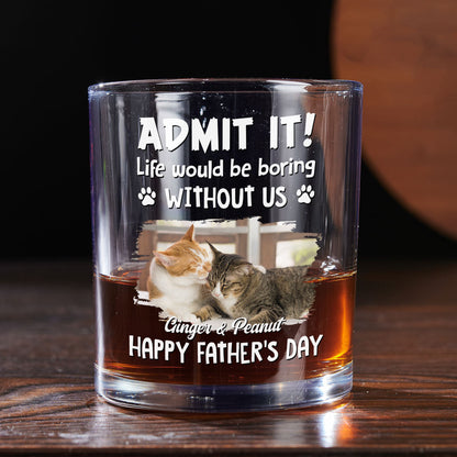 Admit It Dog Dad Loves Me Ver Cat Photo - Personalized Whiskey Glass