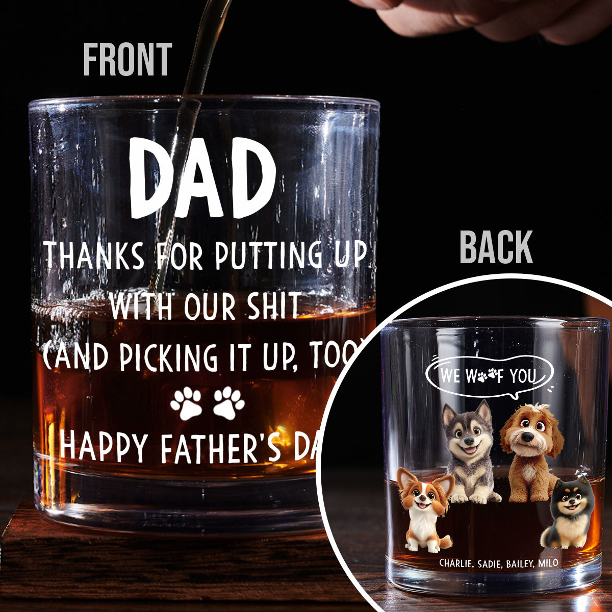We Woof You With Love - Personalized Whiskey Glass