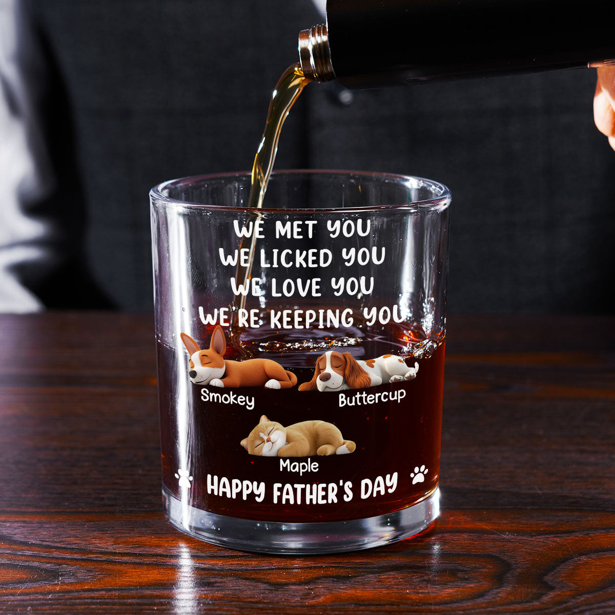 We Licked And Love You Ver Pet - Personalized Whiskey Glass