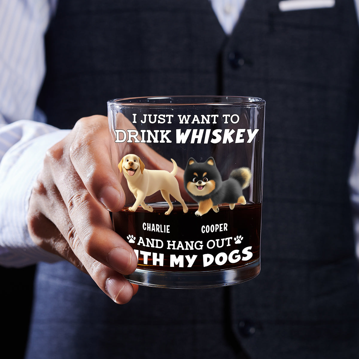 Hang Out With My Dog - Personalized Whiskey Glass