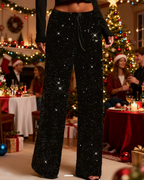 💖LAST DAY SALE 50% OFF💃Women's Sequin Sparkle Wide Leg Pants with Elastic Waistband