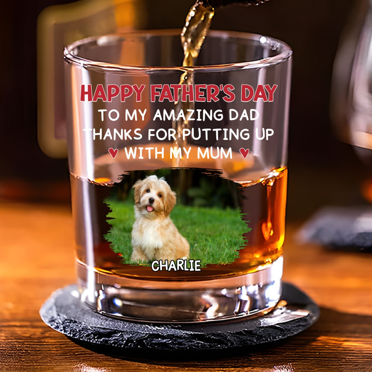Putting Up With Pet Mom Mum Photo - Personalized Whiskey Glass