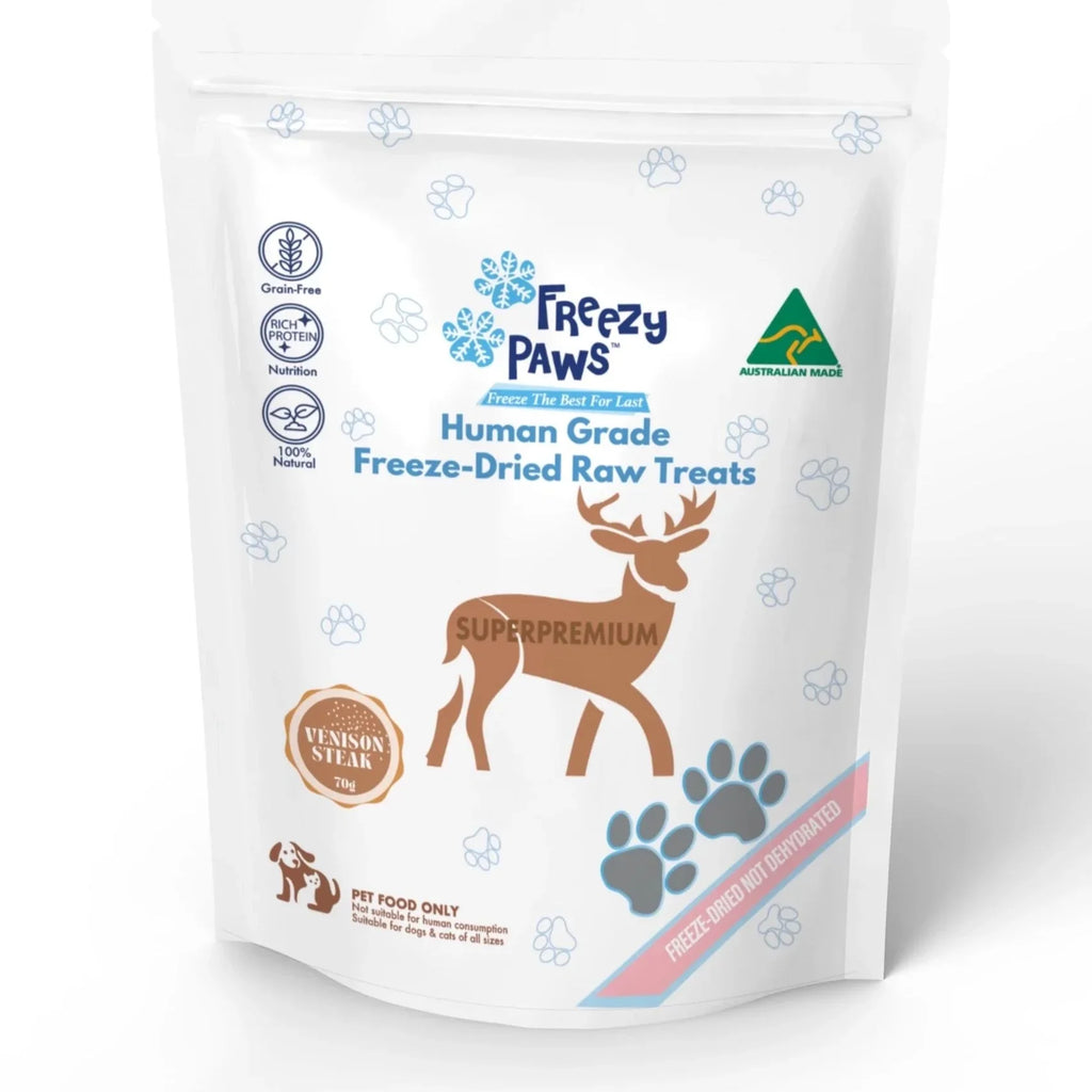 Freezy Paws Freeze Dried Venison Steak Pet Treats for Cats & Dogs