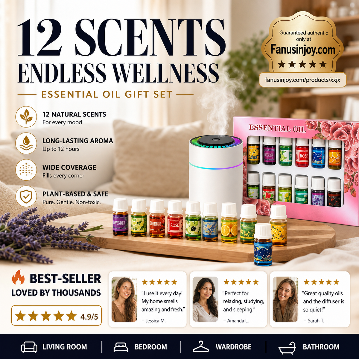🌺12-Pack Water Soluble Essential Oils Set🌷The fresh scent lifts your mood!