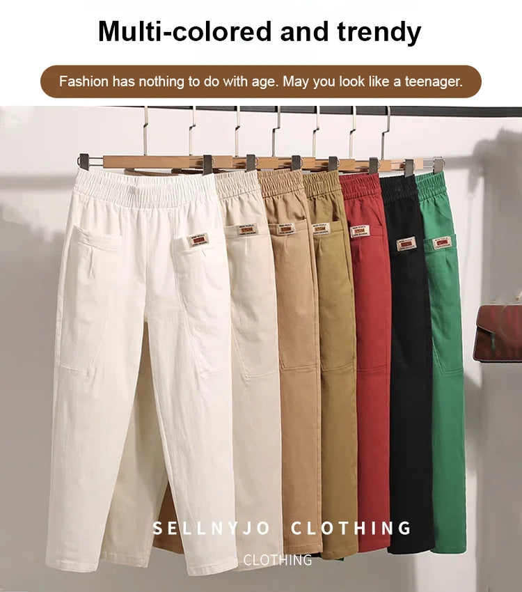 💕Limited Sale 70% OFF!!💕Good Gift-Women's Elastic Waist Cotton Trousers