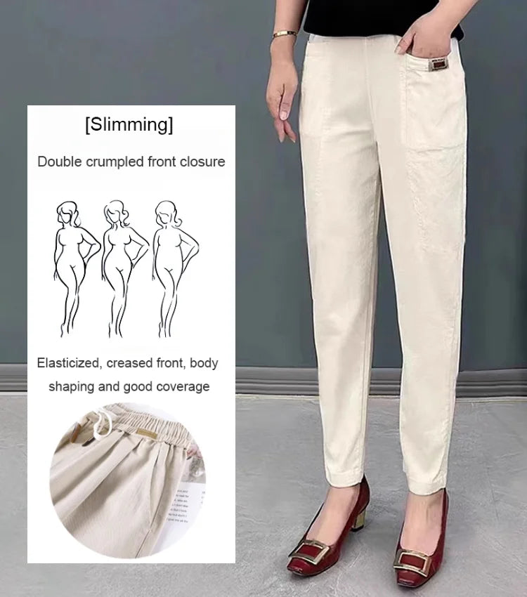 💕Limited Sale 70% OFF!!💕Good Gift-Women's Elastic Waist Cotton Trousers