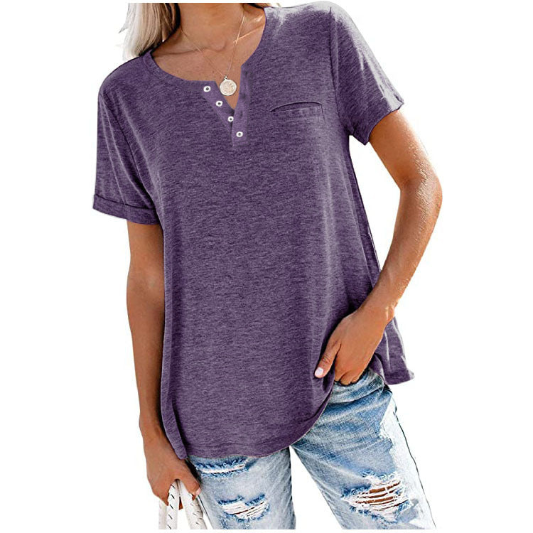 💓Quality cotton short-sleeved T-shirt with pocket