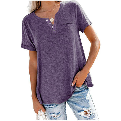 💓Quality cotton short-sleeved T-shirt with pocket