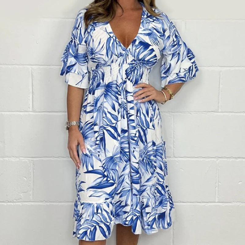 🎉This week's Special Sales - 49% OFF✨Women’s Elegant V-Neck Dresses with Botanical Prints