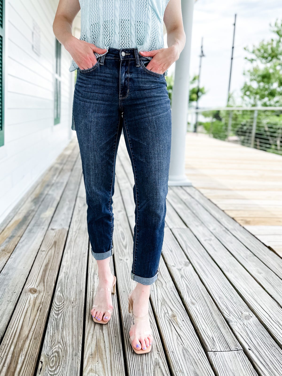 💐SUMMER HOT SALE💐Tummy Control Cuffed Slim Fit Jeans