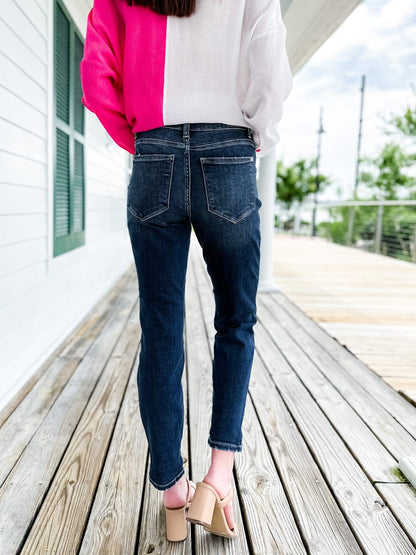 💐SUMMER HOT SALE💐Tummy Control Cuffed Slim Fit Jeans