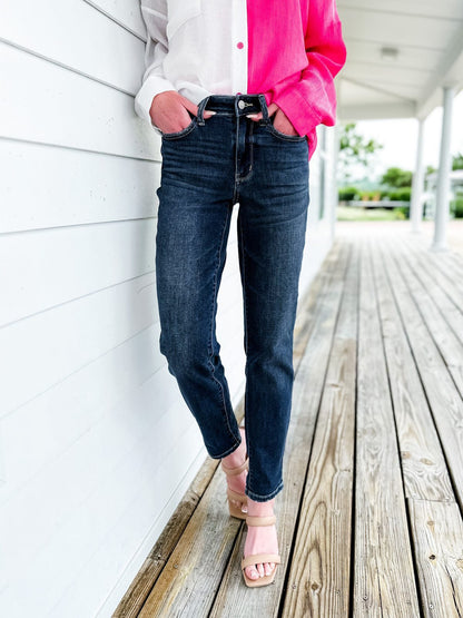 💐SUMMER HOT SALE💐Tummy Control Cuffed Slim Fit Jeans