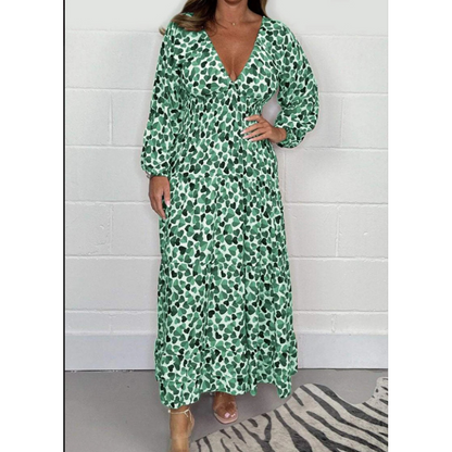🎁2025 Hot Sale🎁 Women Printed Sexy Deep V-neck Dress