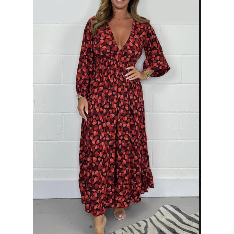 🎁2025 Hot Sale🎁 Women Printed Sexy Deep V-neck Dress