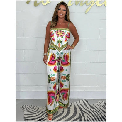 🔥New Arrival- 50% OFF💝Spaghetti Strap Printed Top & Loose Women's Pants 2-Piece Set