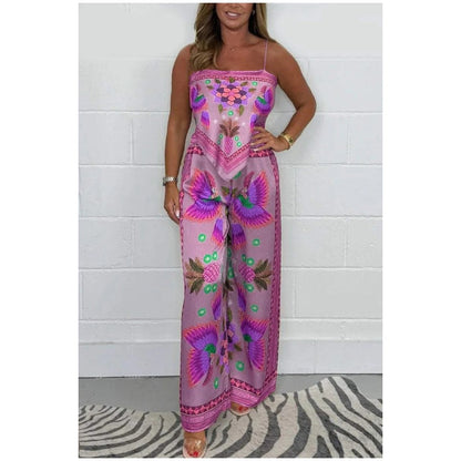 🔥New Arrival- 50% OFF💝Spaghetti Strap Printed Top & Loose Women's Pants 2-Piece Set