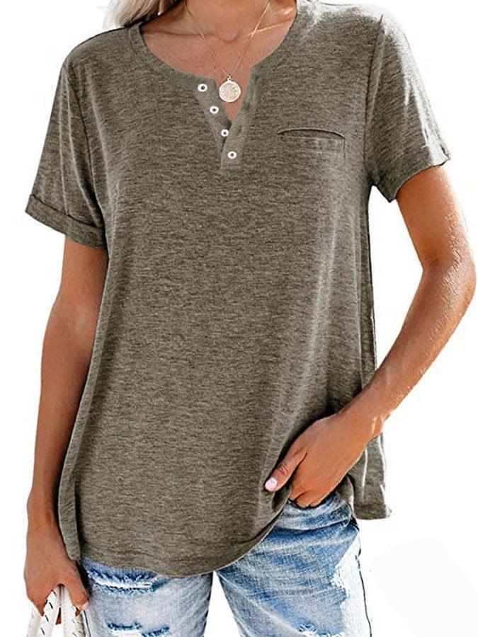 ✨BUY 2 FREE SHIPPING✨Fashion Solid Color Pocket Short Sleeve T-Shirt