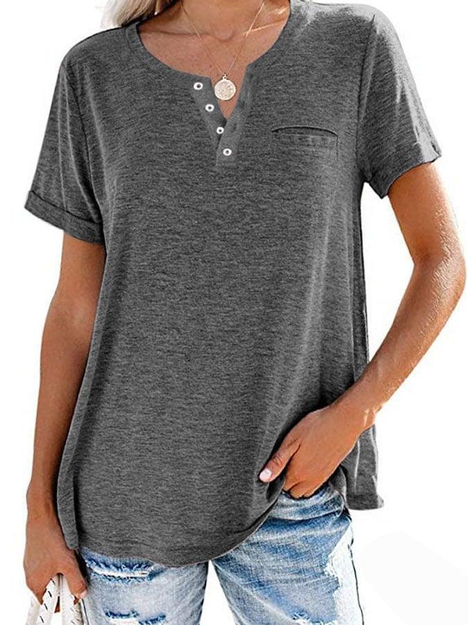 ✨BUY 2 FREE SHIPPING✨Fashion Solid Color Pocket Short Sleeve T-Shirt