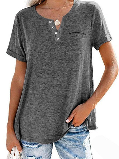✨BUY 2 FREE SHIPPING✨Fashion Solid Color Pocket Short Sleeve T-Shirt