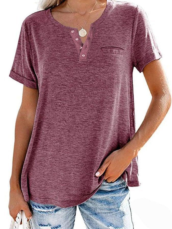 ✨BUY 2 FREE SHIPPING✨Fashion Solid Color Pocket Short Sleeve T-Shirt