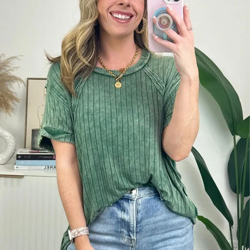 🔥Buy 2 Free Shipping🔥Women's Trendy Striped Round Neck Short Sleeve T-Shirt