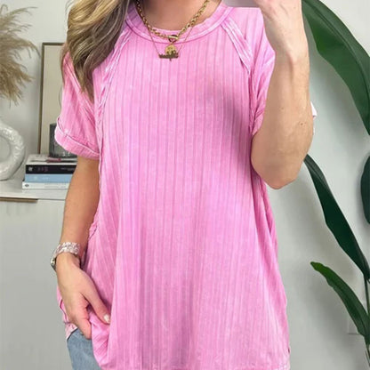 🔥Buy 2 Free Shipping🔥Women's Trendy Striped Round Neck Short Sleeve T-Shirt