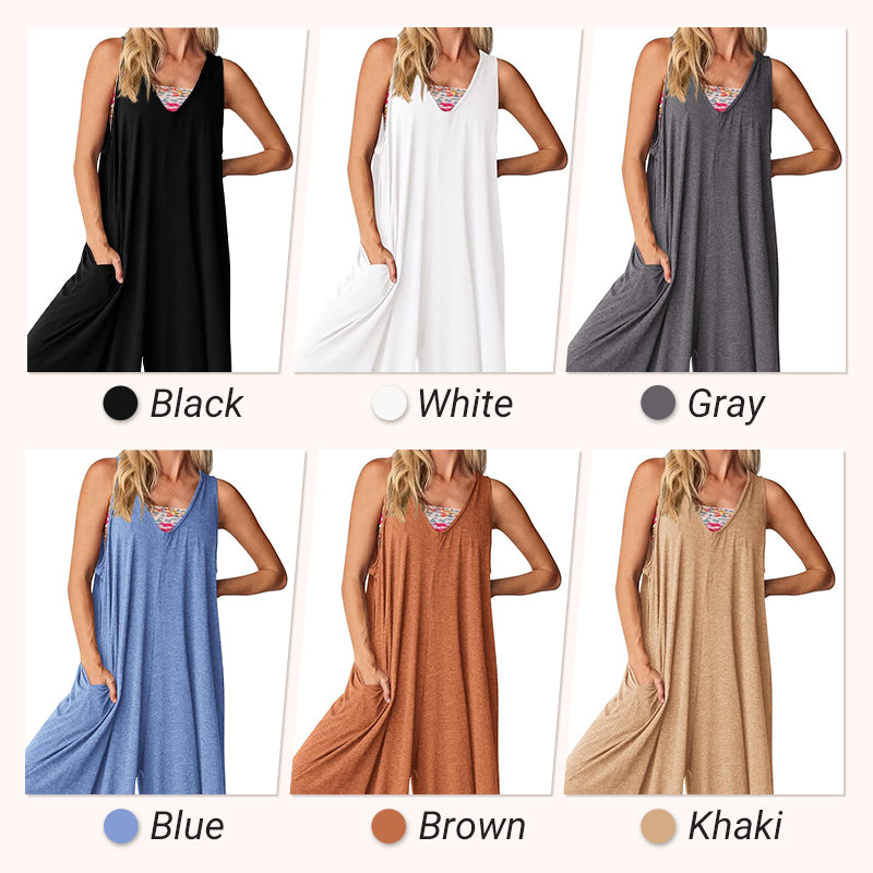 ✨BUY 2 FREE SHIPPING✈️Women's Casual V-Neck Sleeveless Wide-Leg Jumpsuit