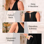 ✨BUY 2 FREE SHIPPING✈️Women's Casual V-Neck Sleeveless Wide-Leg Jumpsuit