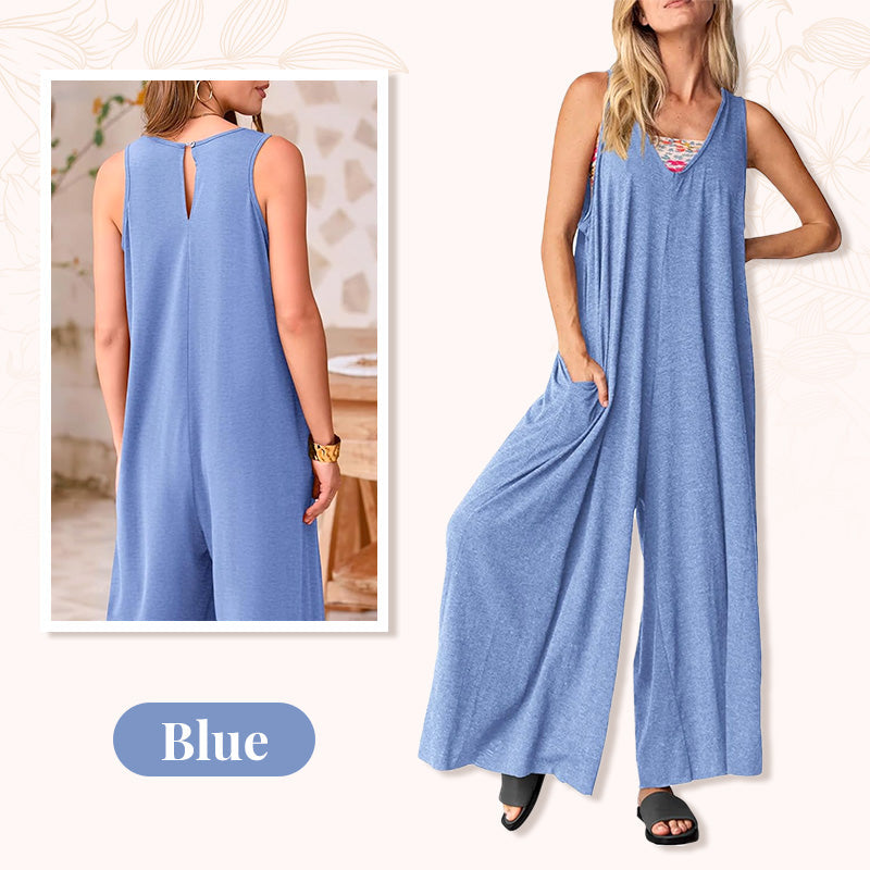 ✨BUY 2 FREE SHIPPING✈️Women's Casual V-Neck Sleeveless Wide-Leg Jumpsuit