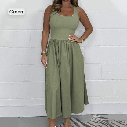 💕Limited Sale 70% OFF💕Women's Casual Solid Color Sleeveless Dress