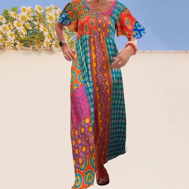 🔥Buy 2 get 20% off🔥Women’s Bohemian Patchwork Colorful Maxi Dress
