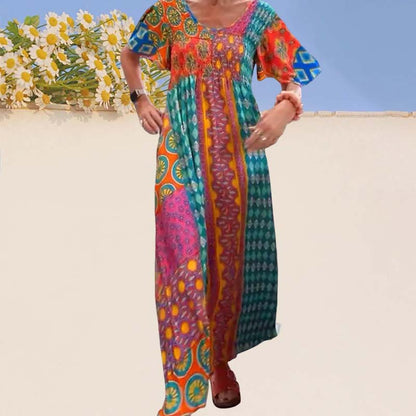 🔥Buy 2 get 20% off🔥Women’s Bohemian Patchwork Colorful Maxi Dress