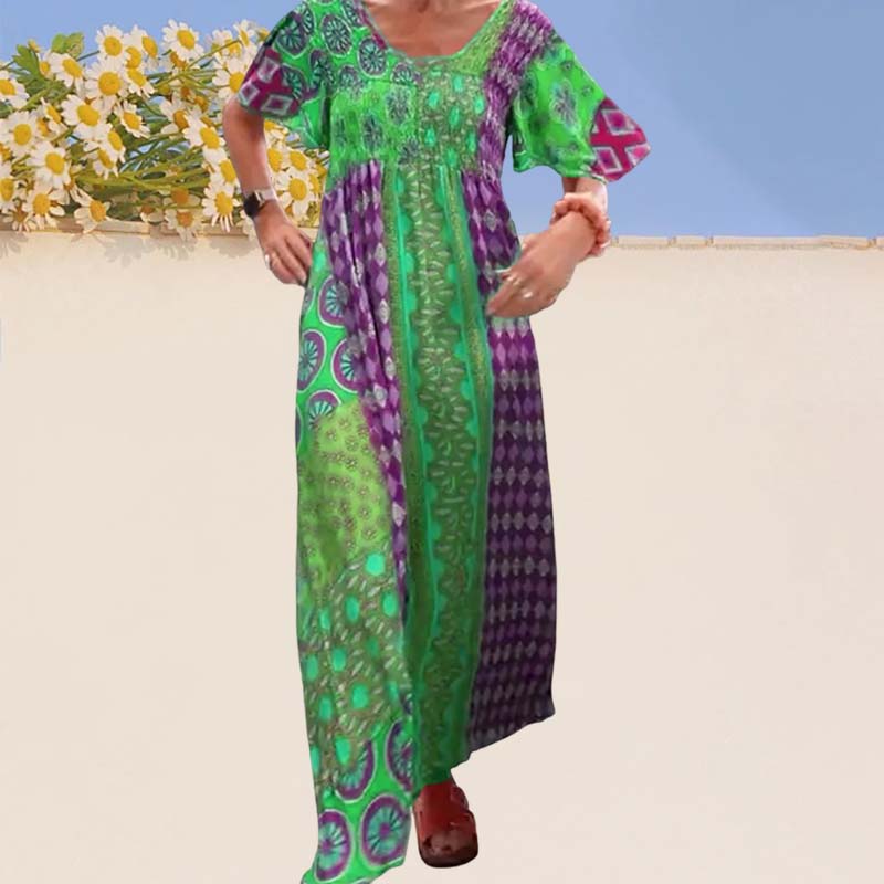 🔥Buy 2 get 20% off🔥Women’s Bohemian Patchwork Colorful Maxi Dress