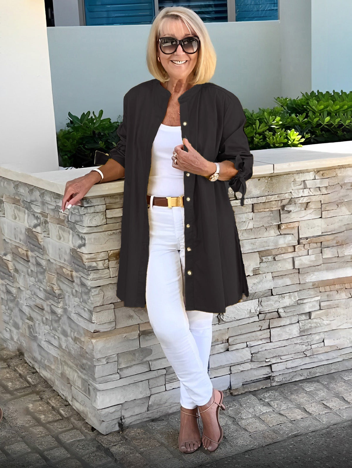 🔥LAST DAY SALE 49% OFF🔥Solid Color Long Cotton Shirt Jackets For Women