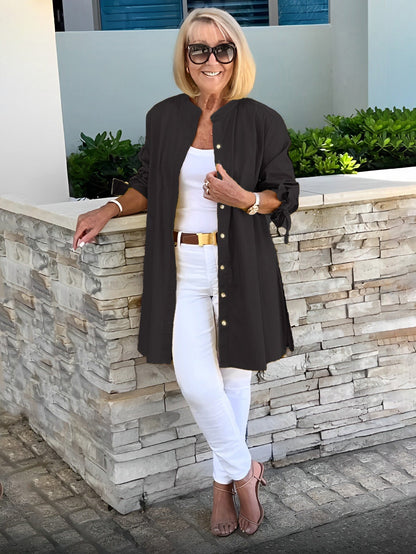🔥LAST DAY SALE 49% OFF🔥Solid Color Long Cotton Shirt Jackets For Women