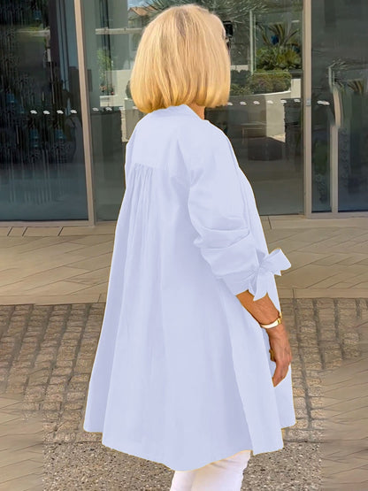 🔥LAST DAY SALE 49% OFF🔥Solid Color Long Cotton Shirt Jackets For Women
