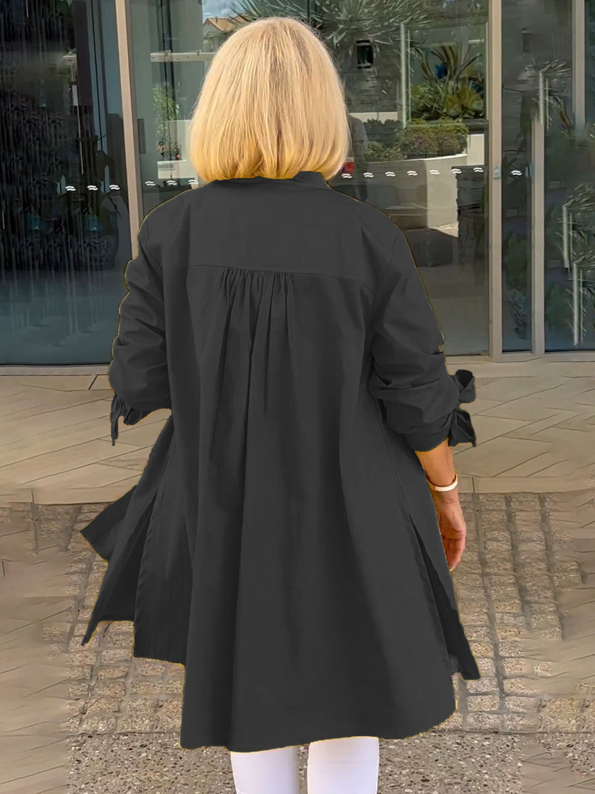🔥LAST DAY SALE 49% OFF🔥Solid Color Long Cotton Shirt Jackets For Women