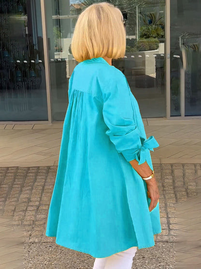 🔥LAST DAY SALE 49% OFF🔥Solid Color Long Cotton Shirt Jackets For Women